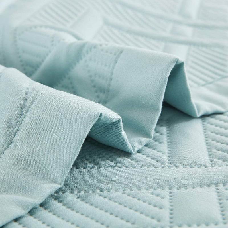 CHIXIN Quilt Queen Size - Geometric Pattern Bedspread Coverlet Set - Modern & Contemporary Style Bedding Cover, Ultrasonic Quilting, Reversible, Lightweight, 4 Piece, Seaglass - Image 5